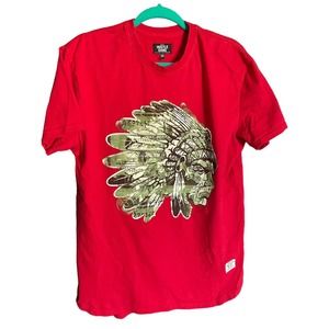 Hustle Gang Mens Classic Fit Round Neck Graphic T-Shirt Short Sleeve Size M Red